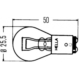 Лампа розжарювання, ліхтар сигналу гальмування, задній габарит, задня протитуманна фара HELLA 8GD 004 772-121 для Skoda Octavia A5 1.8 TSI, 160 л.с.
