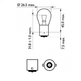 Лампа розжарювання ліхтаря показчику повороту PHILIPS 12498VPB2 для Skoda Octavia A5 1.8 TSI, 160 л.с.