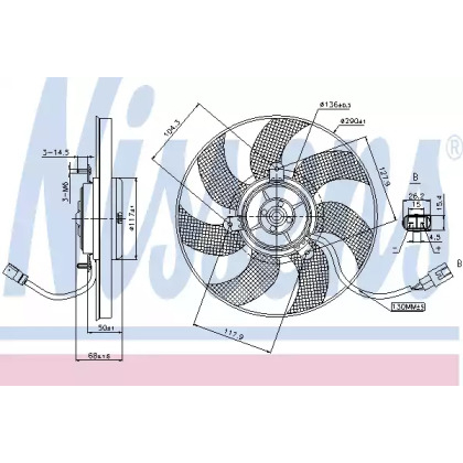 Вентилятор охолодження двигуна NISSENS 85680 для Skoda Octavia A5 1.8 TSI, 160 л.с.