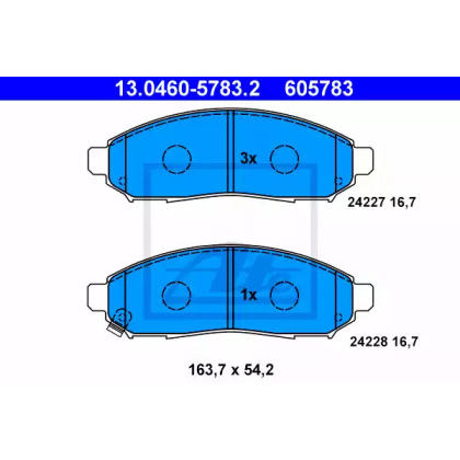 Комплект гальмівних колодок ATE 13.0460-5783.2 для Nissan Leaf Electric, 109 л.с.