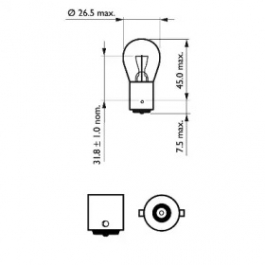 Лампа розжарювання ліхтаря показчику повороту PHILIPS 12498LLECOB2 для Citroen Berlingo II фургон BERLINGO  Electric, 57 л.с.