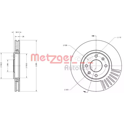Тормозной диск METZGER 6110050
