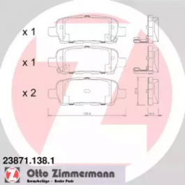 Гальмівні колодки ZIMMERMANN 23871.138.1 для Nissan Leaf 109 к.с.