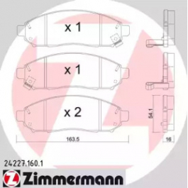 Комплект гальмівних колодок ZIMMERMANN 24227.160.1 для Nissan Leaf Electric, 109 л.с.
