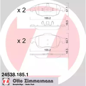 Комплект гальмівних колодок ZIMMERMANN 24538.185.1 для Citroen Berlingo II фургон BERLINGO  Electric, 57 л.с.