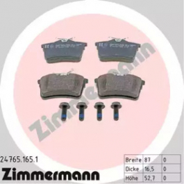 Комплект гальмівних колодок ZIMMERMANN 24765.165.1 для Citroen Berlingo II фургон BERLINGO  Electric, 57 л.с.