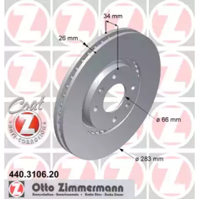 Гальмівний диск ZIMMERMANN 440.3106.20 для Citroen Berlingo II фургон BERLINGO  Electric, 57 л.с.