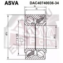 Підшипник ступиці колеса ASVA DAC40740036-34